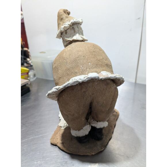 VTG Primitive Clay Santa Claus Entering A Chimney Statue 9" Tall - Picture 4 of 11